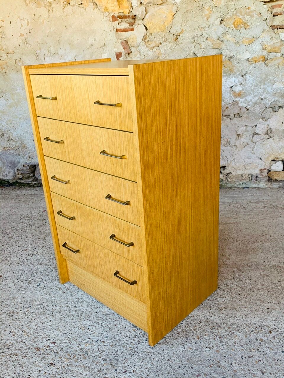 Vintage chest of drawers with 5 drawers by Capelle circa 70's