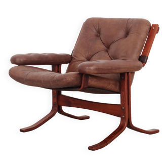 Leather armchair, Norwegian design, 1970s, production: Norway