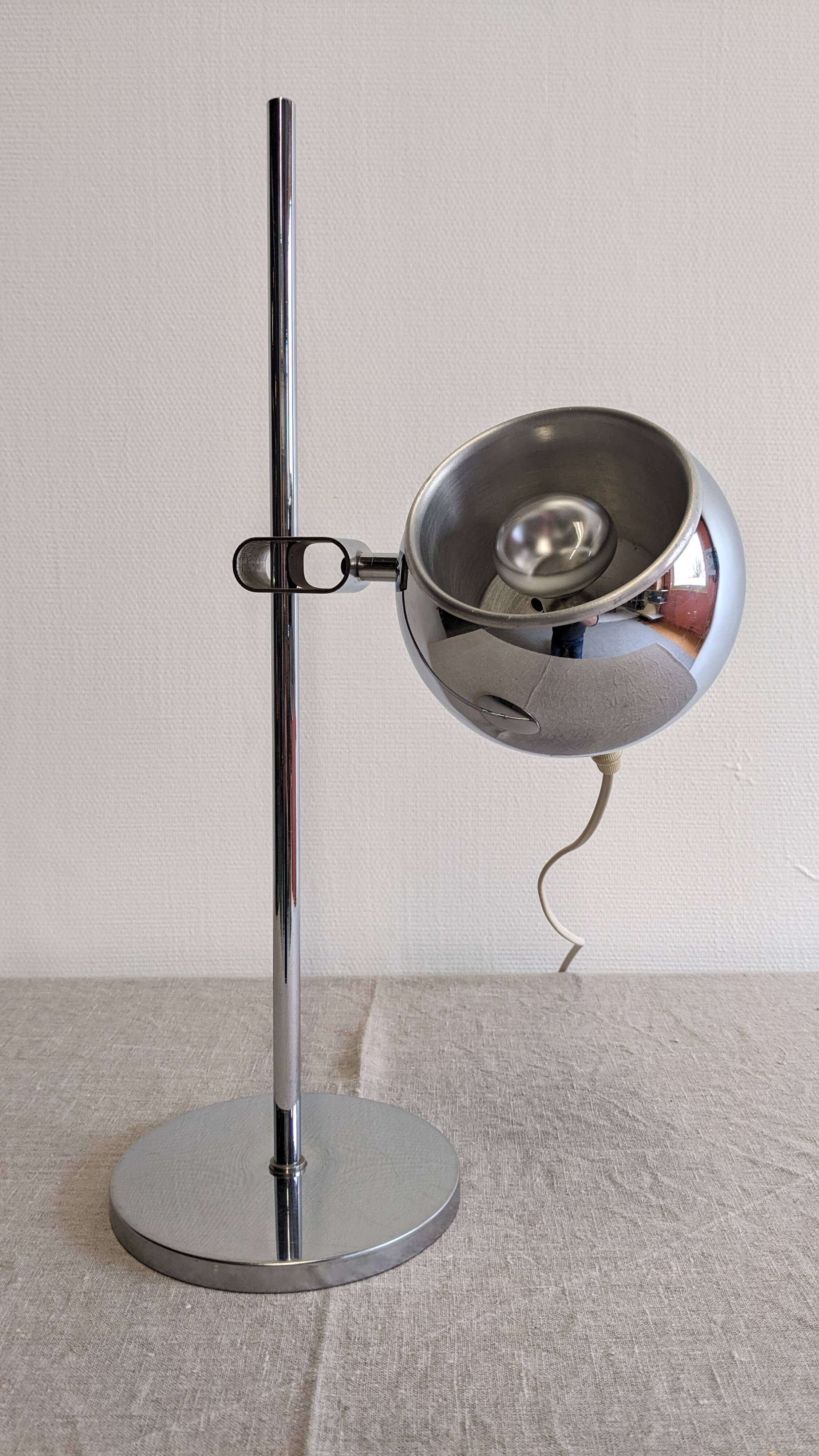 Chrome eye ball lamp, space age, Germany circa 1970.