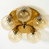 1960s Space Age brass ceiling lamp with 5 glass balls