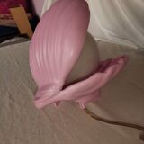 Pink shell and opaline pearl lamp, Saint-Jacques, France, 1970