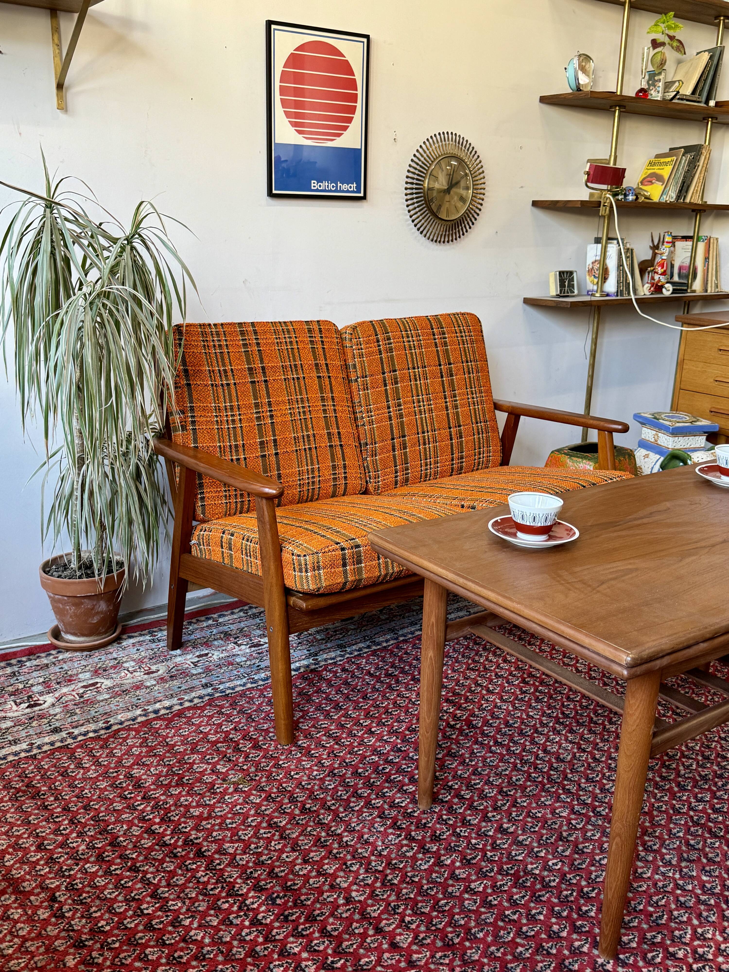 Teak and wool sofa, Denmark 60s/70s, vintage, mid-c modern