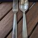 Antique silver plated fork and spoon in box 60g