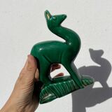 Art Deco figurine of a green ceramic doe