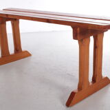 Vintage pine wooden bench tough look from france
