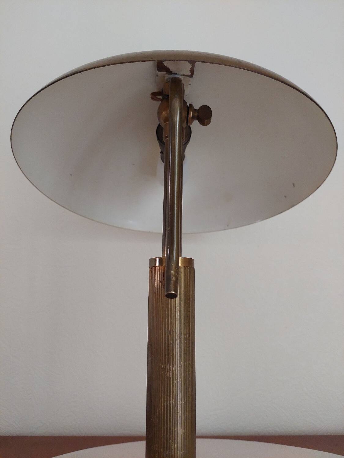 Italian Desk lamp  1950 brass and glass