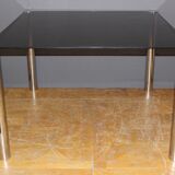 Chrome dining table and 1970 grey smoked glass