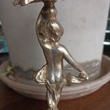 Bougeoir en laiton massif ancien - chérubin / putti