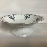 Ancien plat pied douche liseré argenté fleurs myosotis