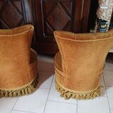 Deux fauteuils crapaud velours
