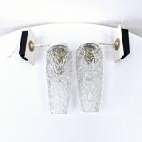 Pair of Vintage Molded Glass Metal Wall Sconces Signed Cervin Functional