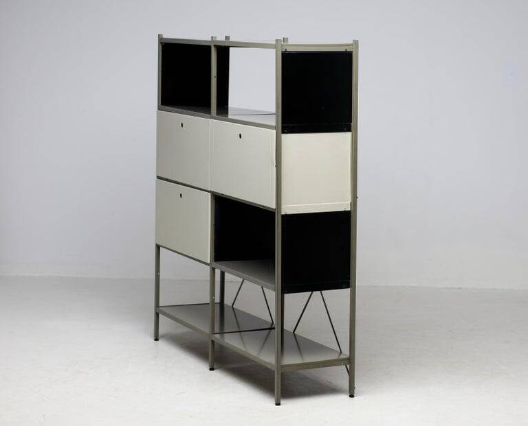 Wim Rietveld Model 663-2 Modular Metal Storage Cabinet for Gispen, 1954