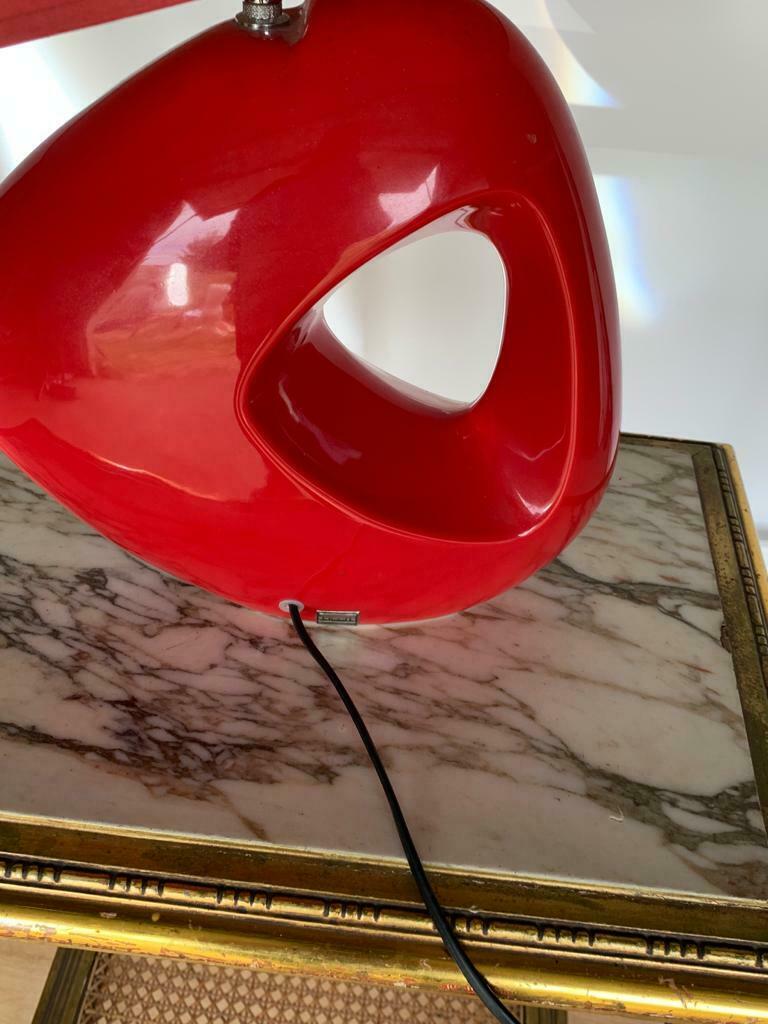 Red ceramic lamp drimmer modernist lampshade