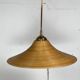 Pair pencil reed rattan bamboo and brass pendants, Italy 1970s