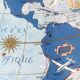 Old card Air France 1950 shown by Lucien Boucher planisphere