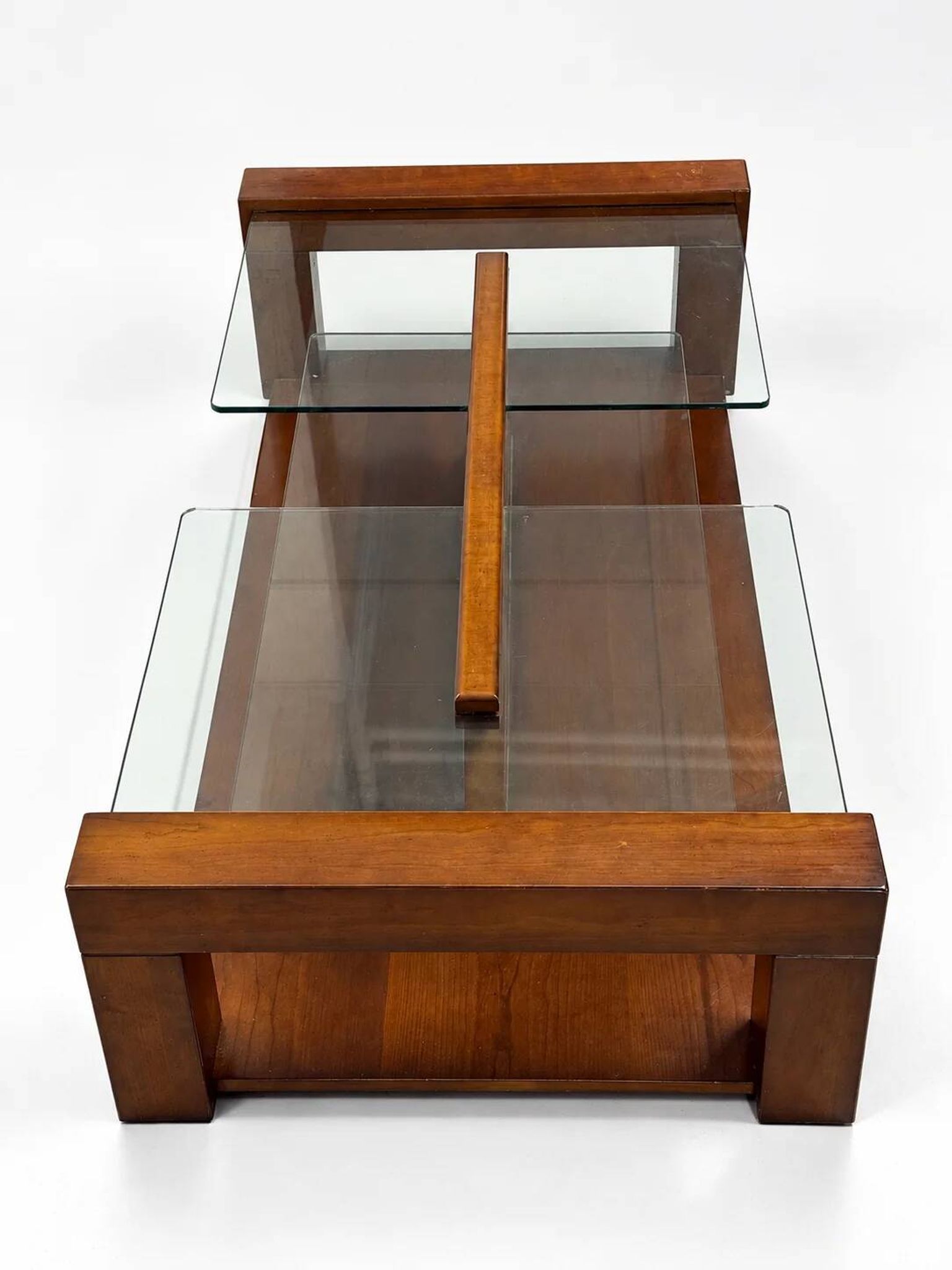 Wood and glass coffee table, 1980s