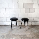 Pair of upholstered vinyl stools Italy 50s
