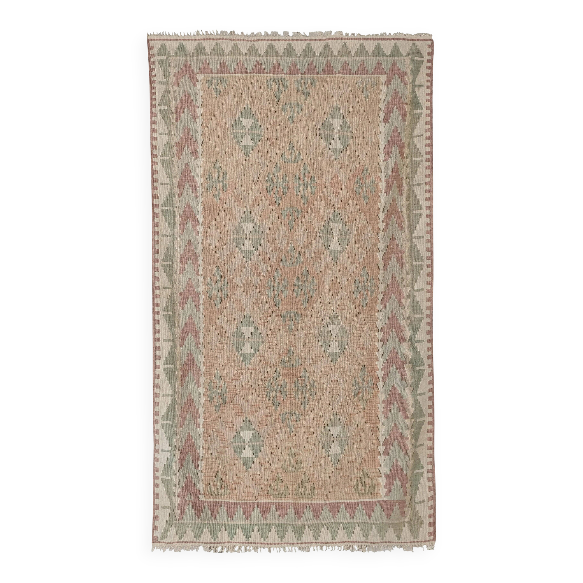 Vintage Turkish kilim, handwoven, 137x232 cm.