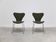 Pair of 'Series 7' chairs in green fabric by Arne Jacobsen for Fritz Hansen, 1980