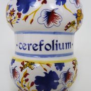 Old apothecary pot, ceramic Cerefolium medicine jar. Year 70 80