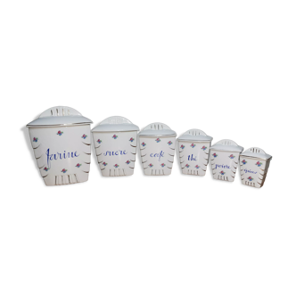 Pots à épices en faience de Lunéville KG demi porcelaine  , made in France , vintage , années 50