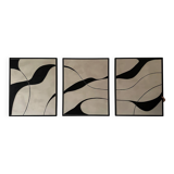 Tableaux triptyque design noir, beige lin