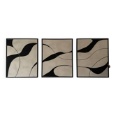 Tableaux triptyque design noir, beige lin