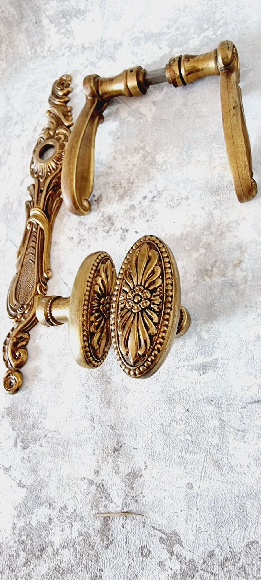 Door handle hardware and 2 French bronze furniture handles