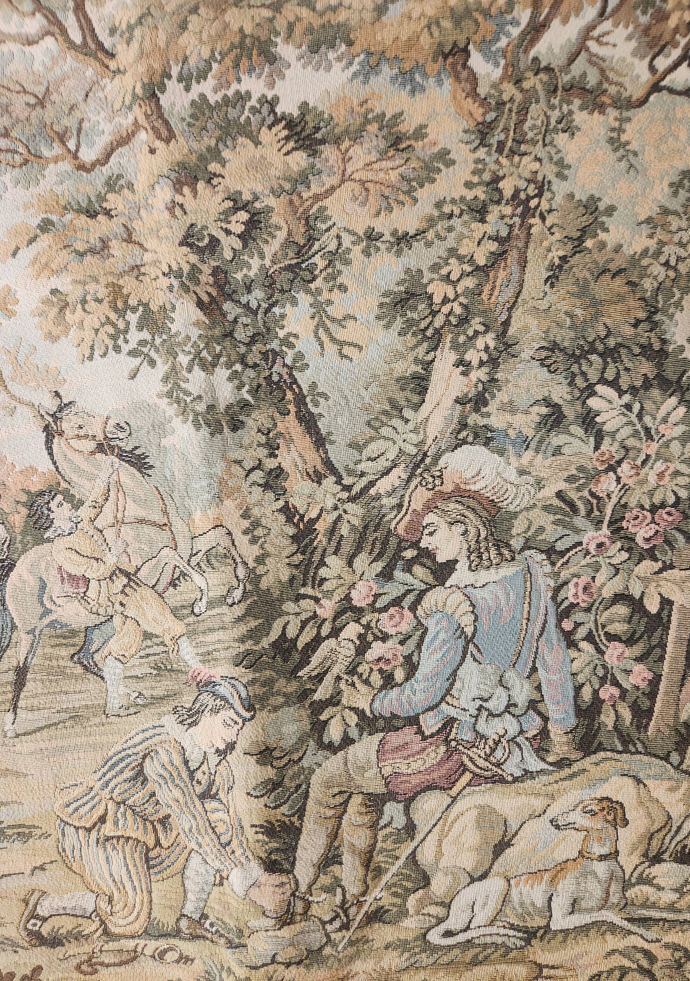 Tapestry Gobelin Hunting Landscape Rococo Jacquard Aubusson Style