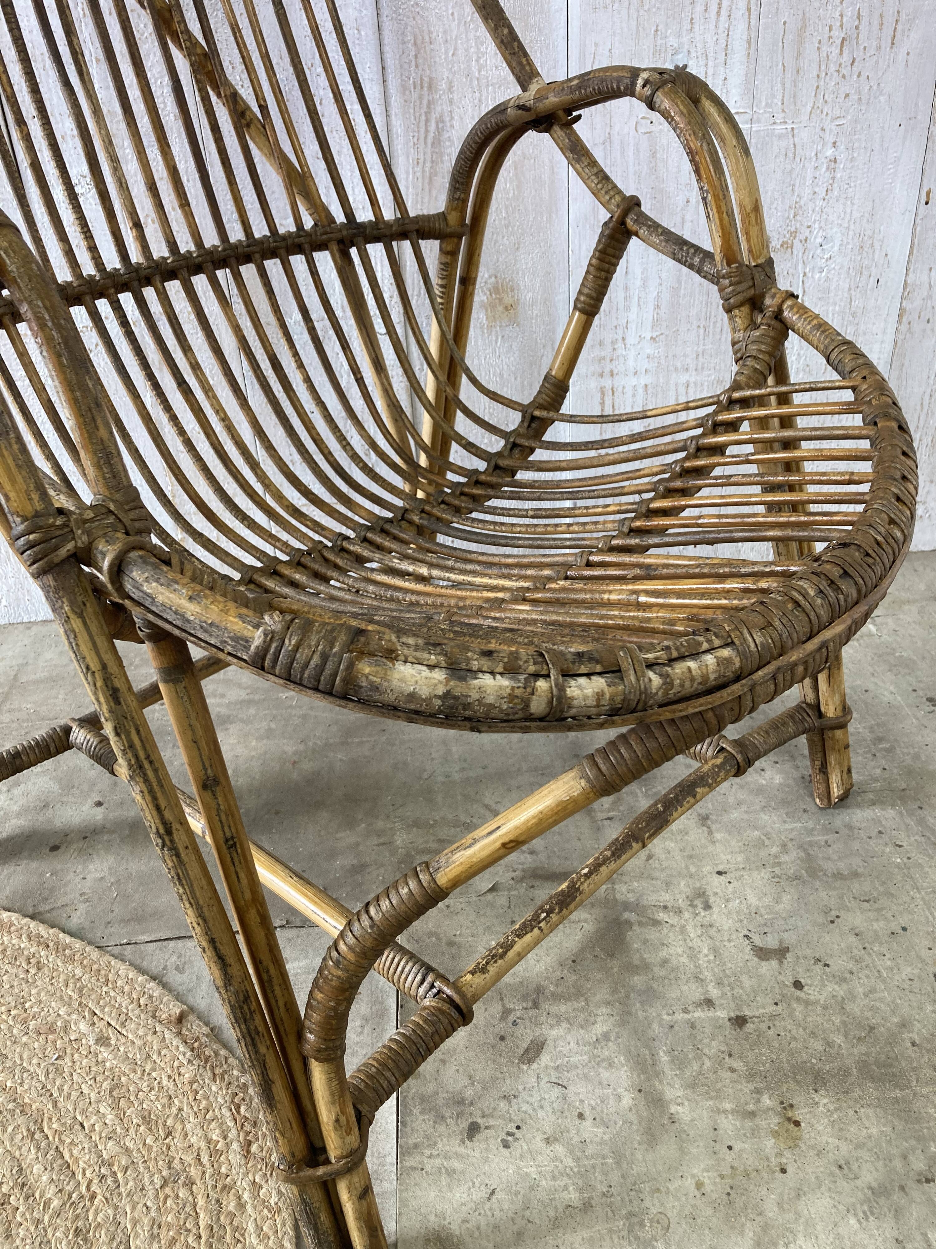 Pair of vintage rattan armchairs