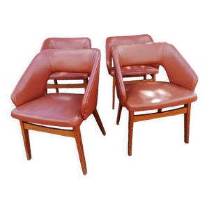 Lot de 4 fauteuils vintage - marron