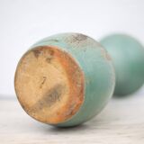 Vase vintage, vase balustre style raku, vase grand col, vase céramique vert céladon