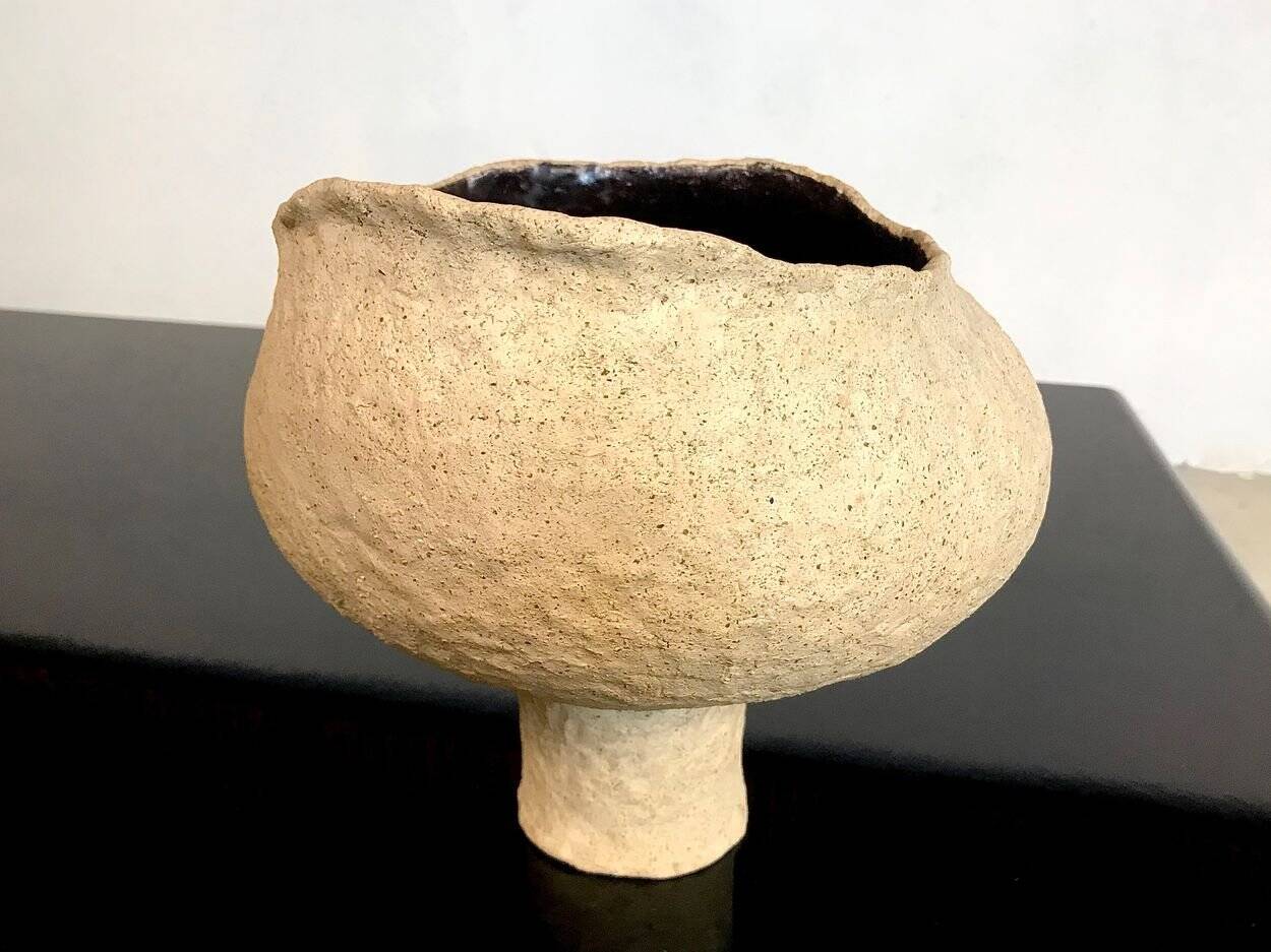 Sculptural studio ceramic art pottery vase, Germany 1966