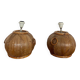 Pair of vintage rattan ball lamp bases