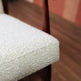 Vintage Lounge Chair White Bouclè Mid Century Design