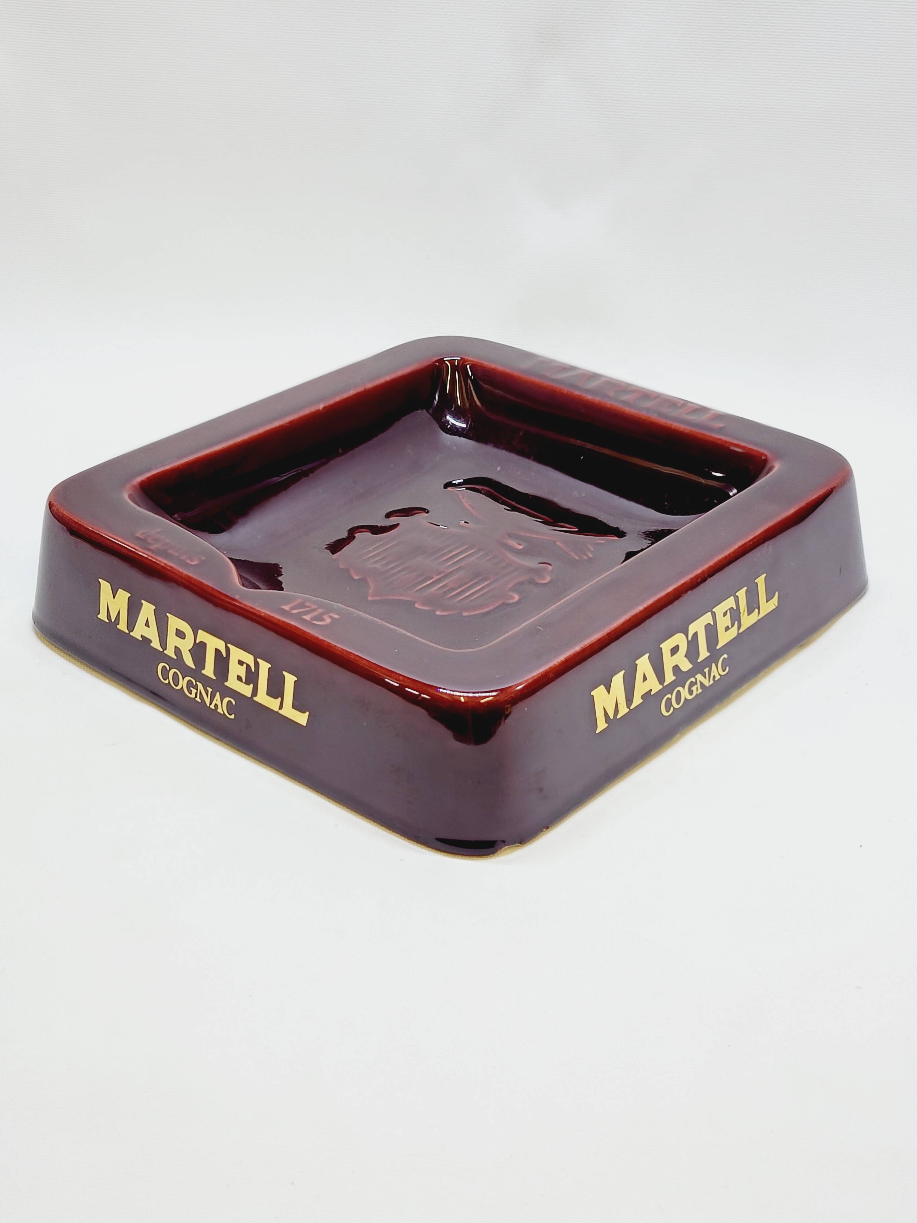 Imposing ceramic advertising ashtray Martell Cognac