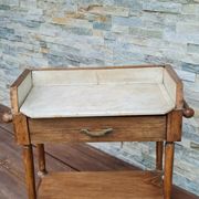 Old wooden children's toilet table and marble top