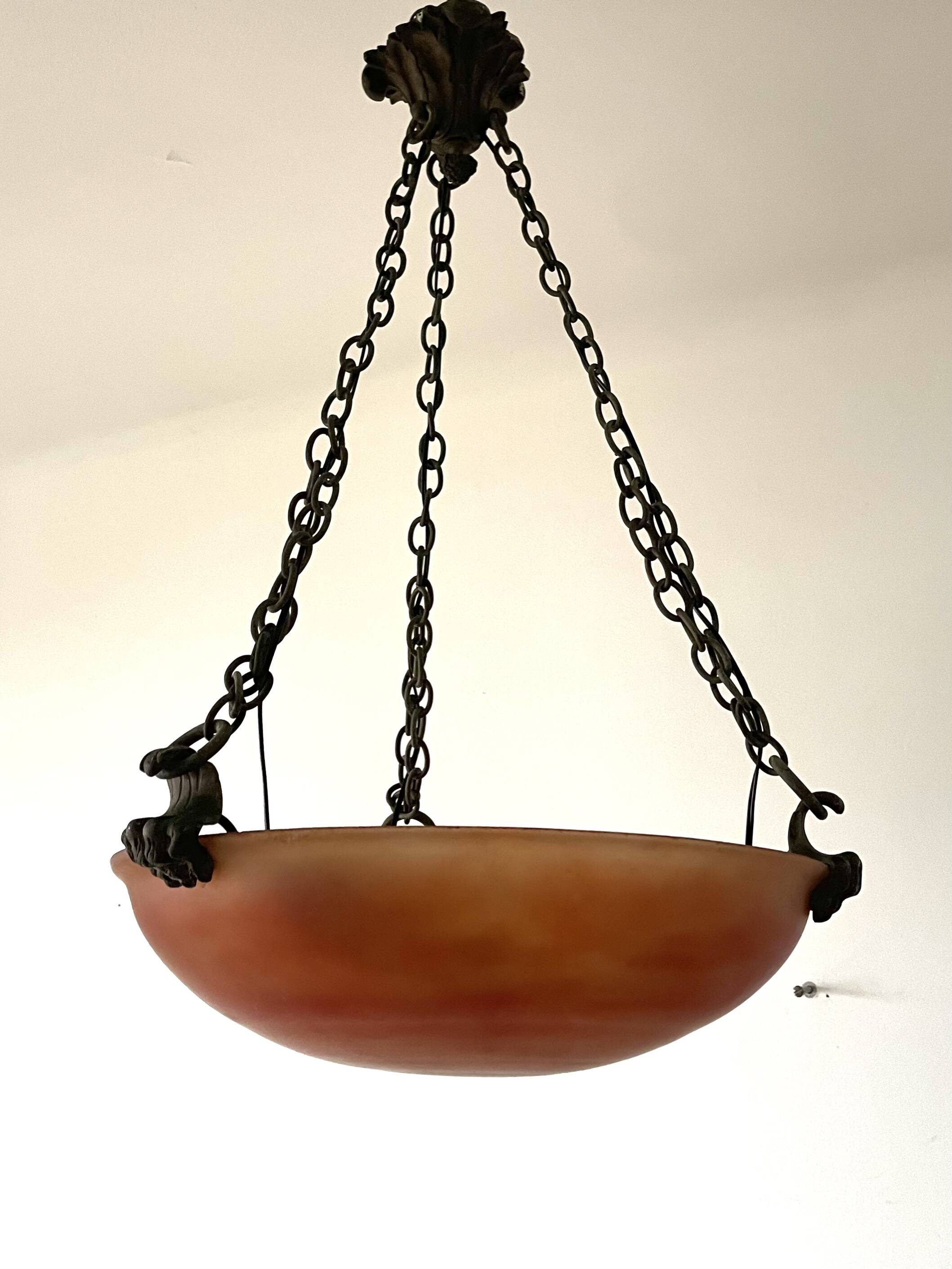 Art Deco pendant light in marbled glass