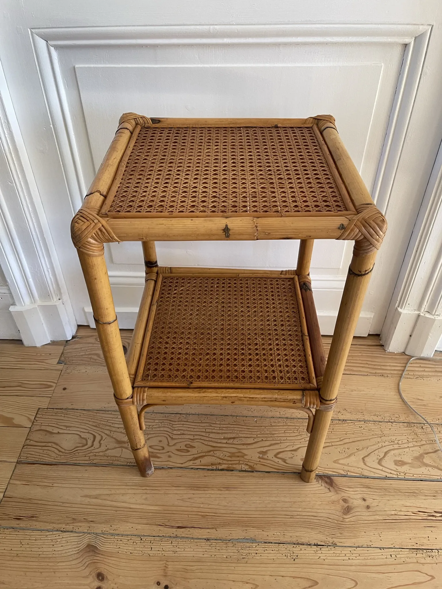 Vintage bamboo and rattan shelf