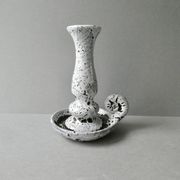 Bougeoir rat de cave en grès émail blanc, années 60-70