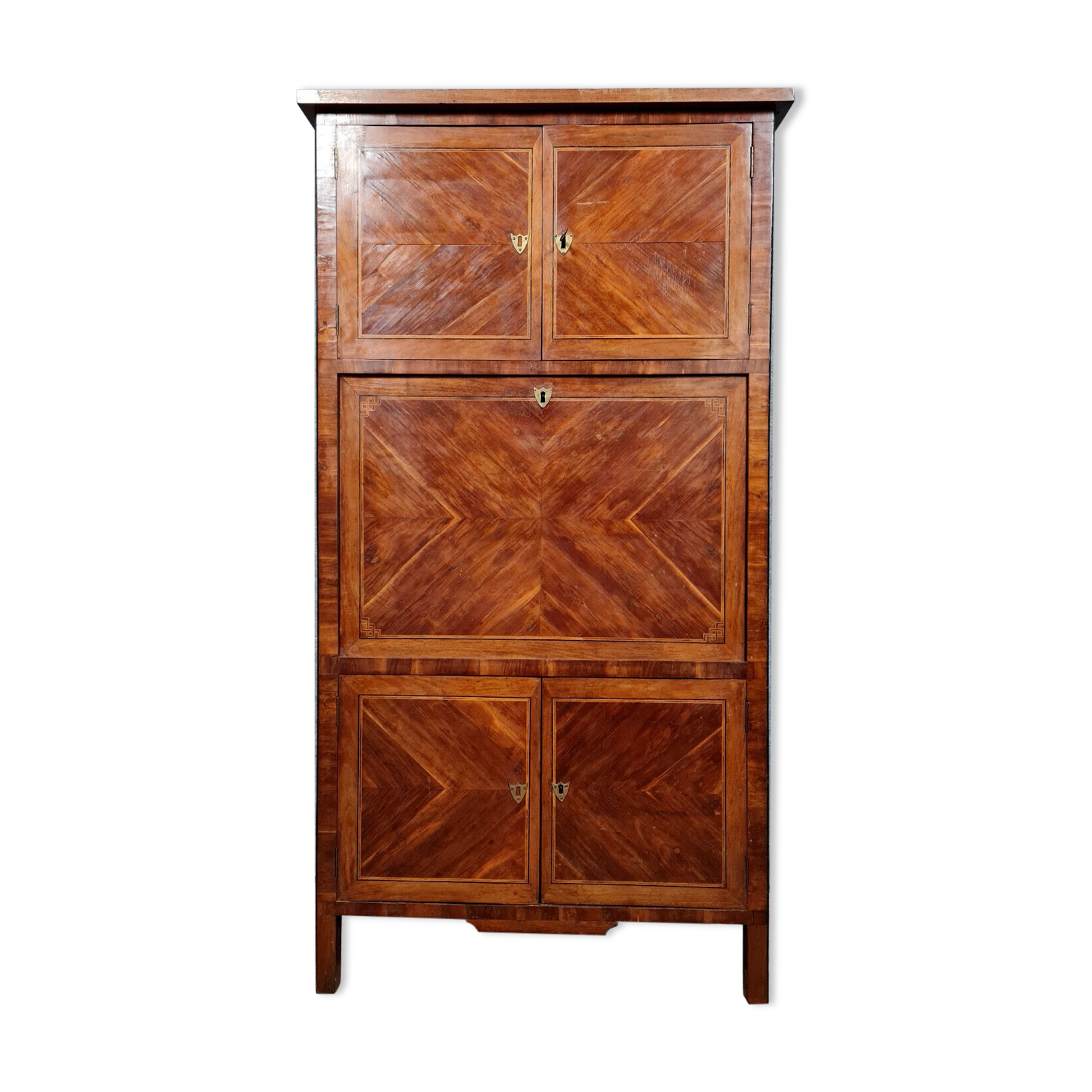 Secretary guillotine Louis XVI era in marquetry around 1760-1780