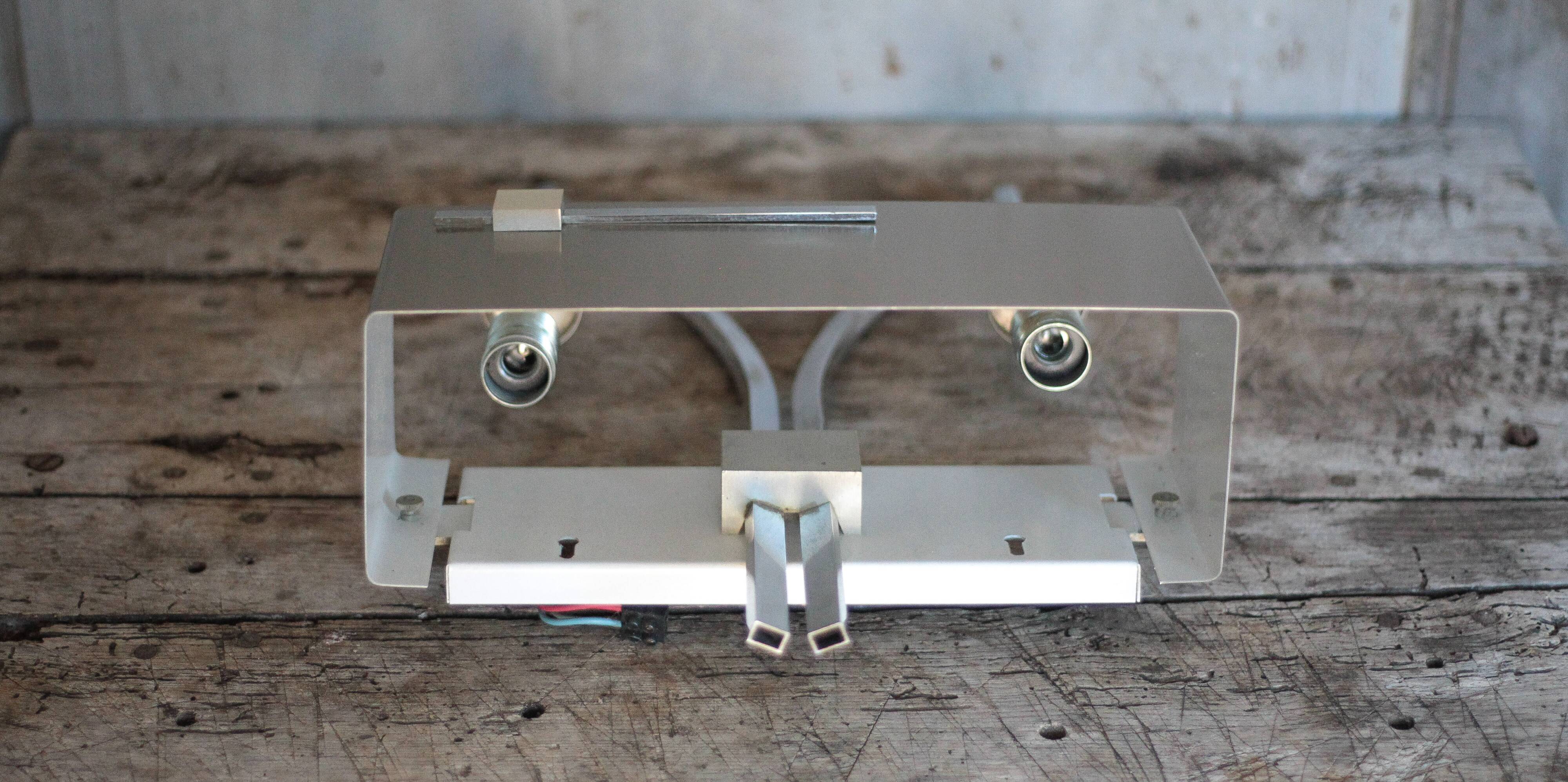 Vintage wall light, chrome steel wall light, Jean Gandelin wall light