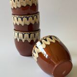 4 tasses à café en terre cuite émaillée