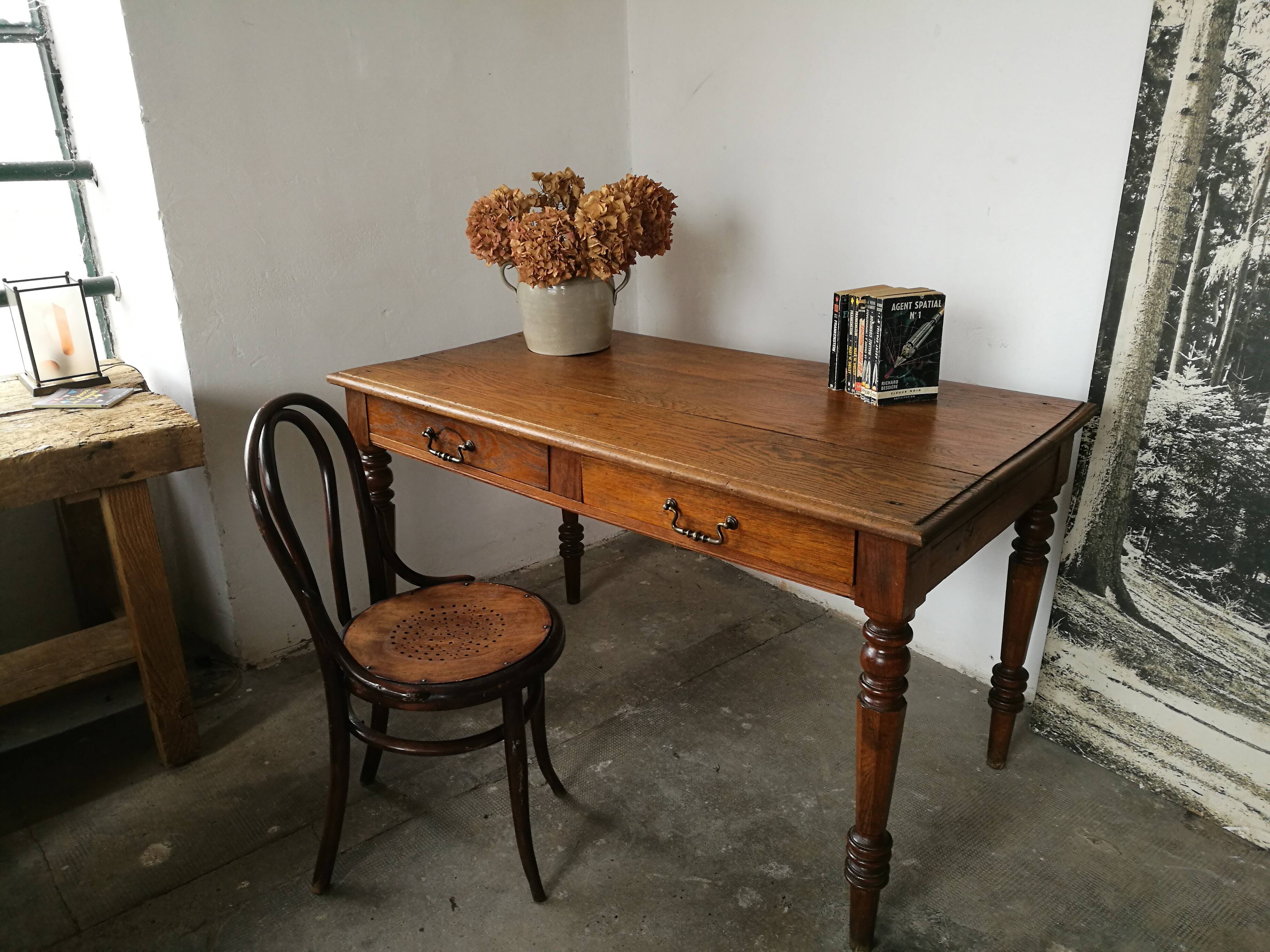Oak farm table, wooden desk