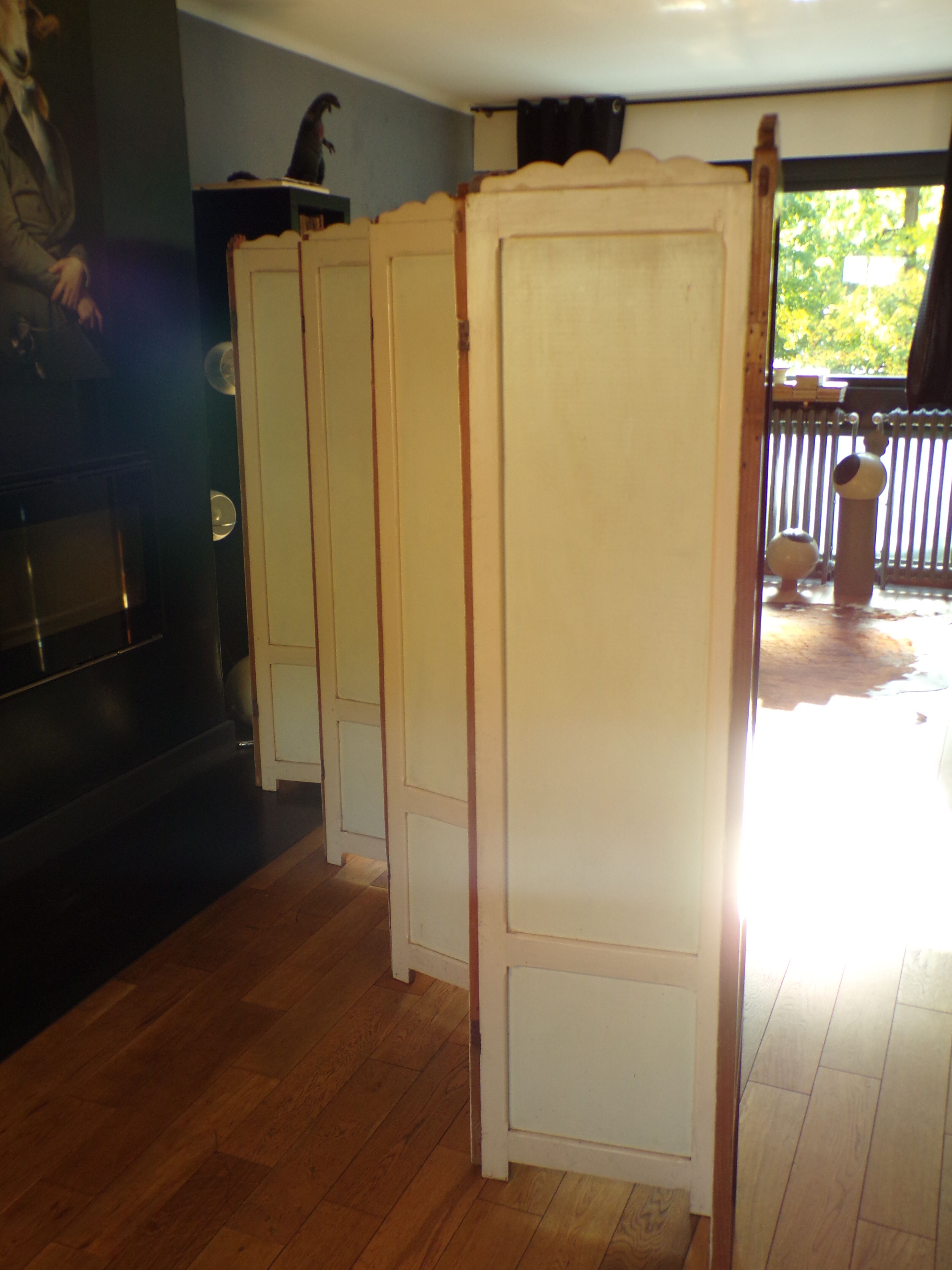 Old screen 9 wooden panels