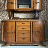 Buffet sideboard solid wood marble stone