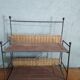 Shelf in metal wood and vintage rattan