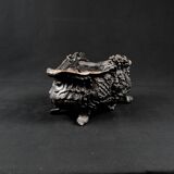 Antique black cast iron planter from the late 19th century Rocaille style