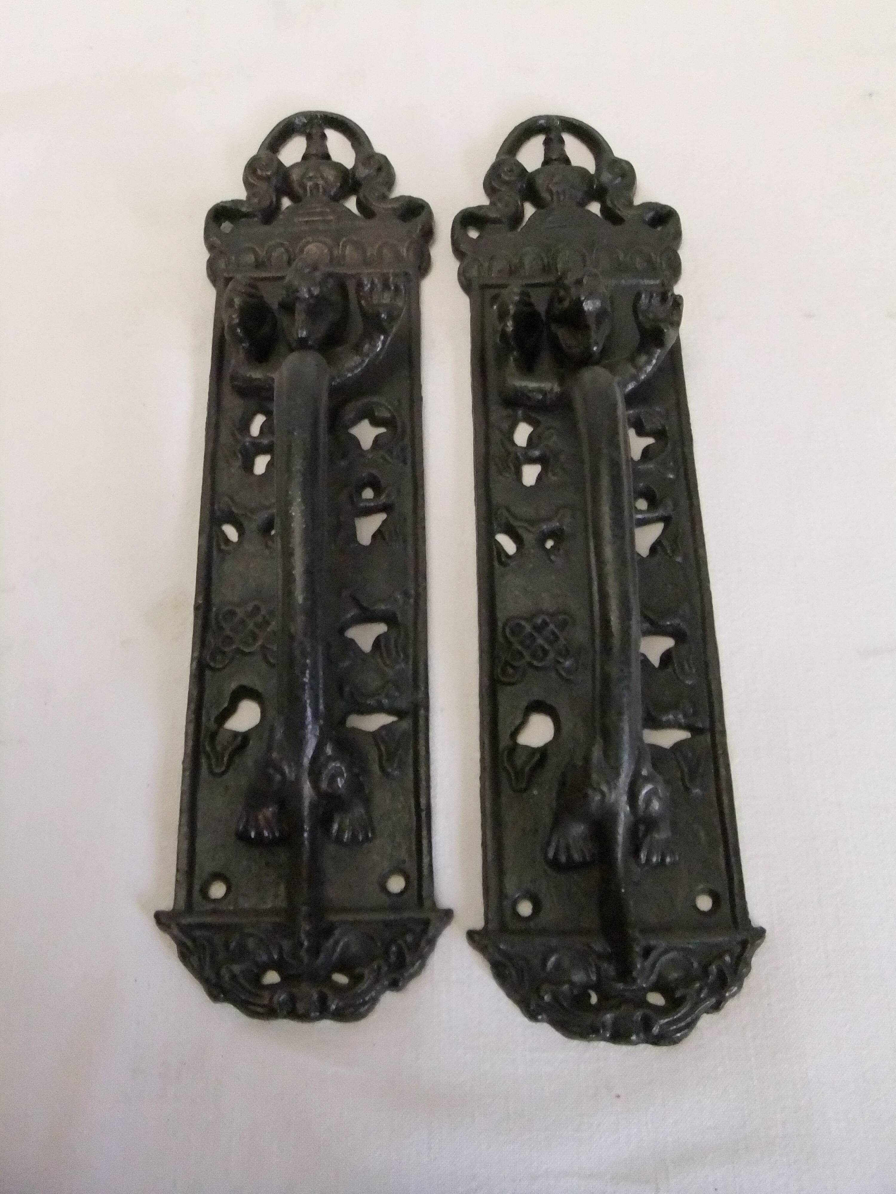 Cast iron dragon door handle 30cm pair