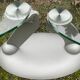 Design coffee table Naos in tempered glass and cast iron.